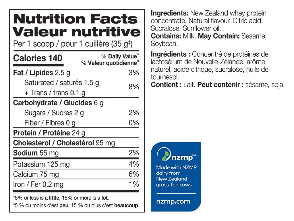 Diesel New Zealand Whey Protein - Banana Nutrition Facts