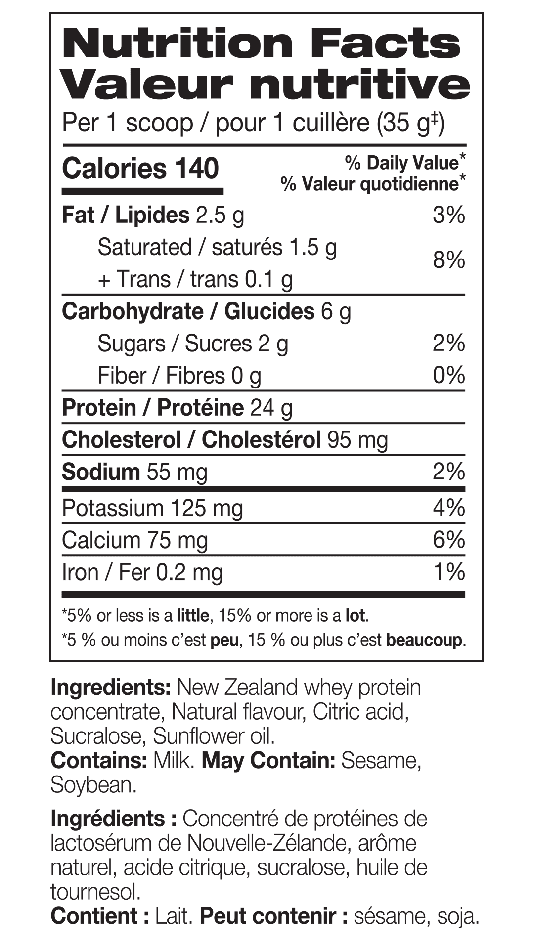 Diesel New Zealand Whey Protein - Banana Nutrition Facts