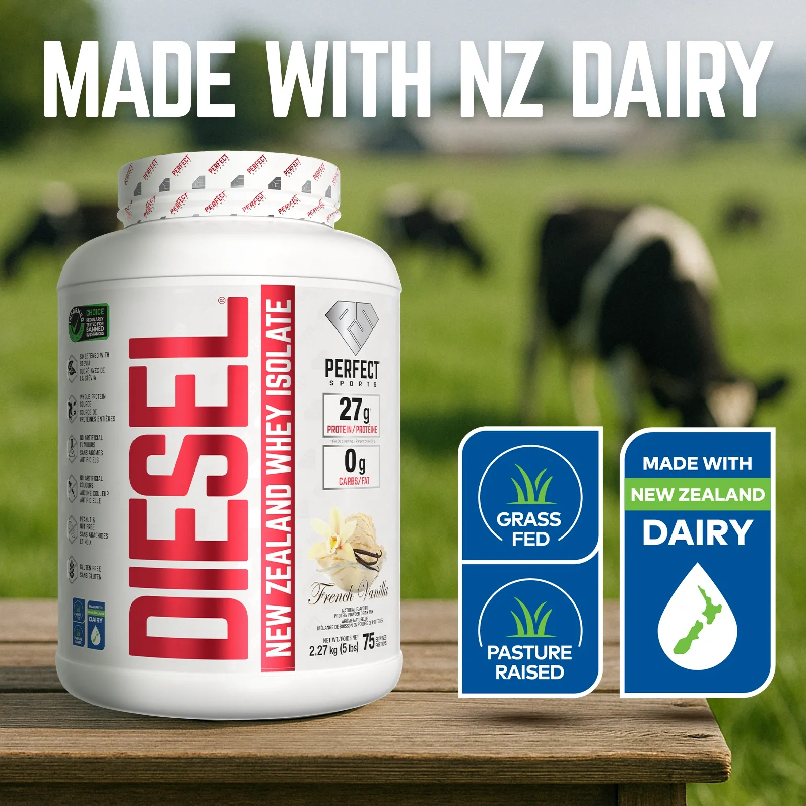 DIESEL New Zealand Whey Isolate - 5 Lbs French Vanilla Flavour
