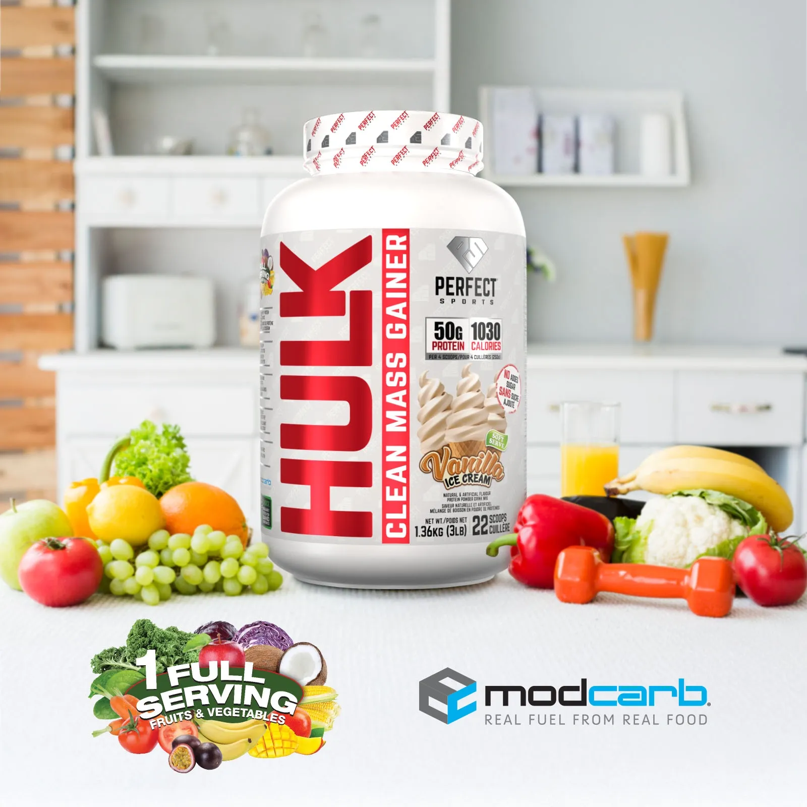 HULK Clean Mass Gainer - 3lb Vanilla Ice Cream Flavour