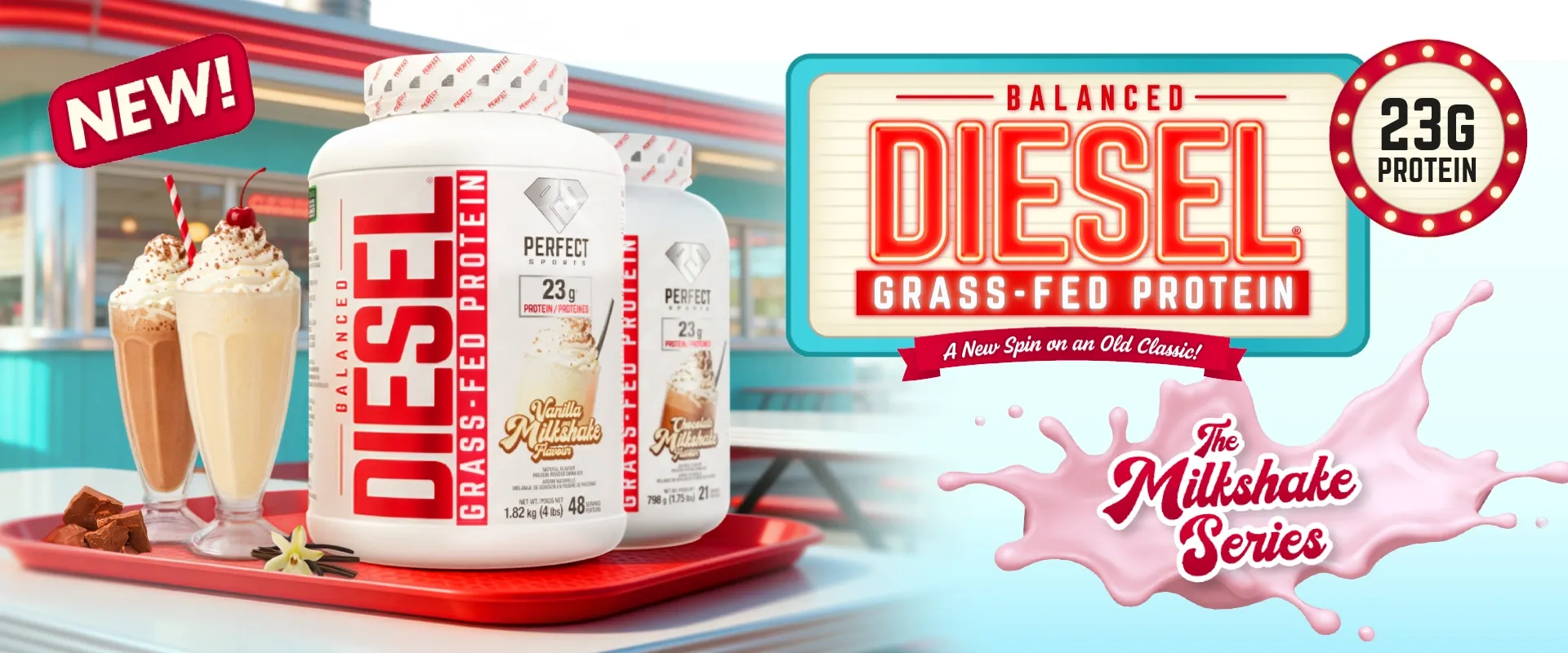 DIESEL BALANCED Grass-Fed Protein - Milkshake Series - A New Spin on an Old Classic!