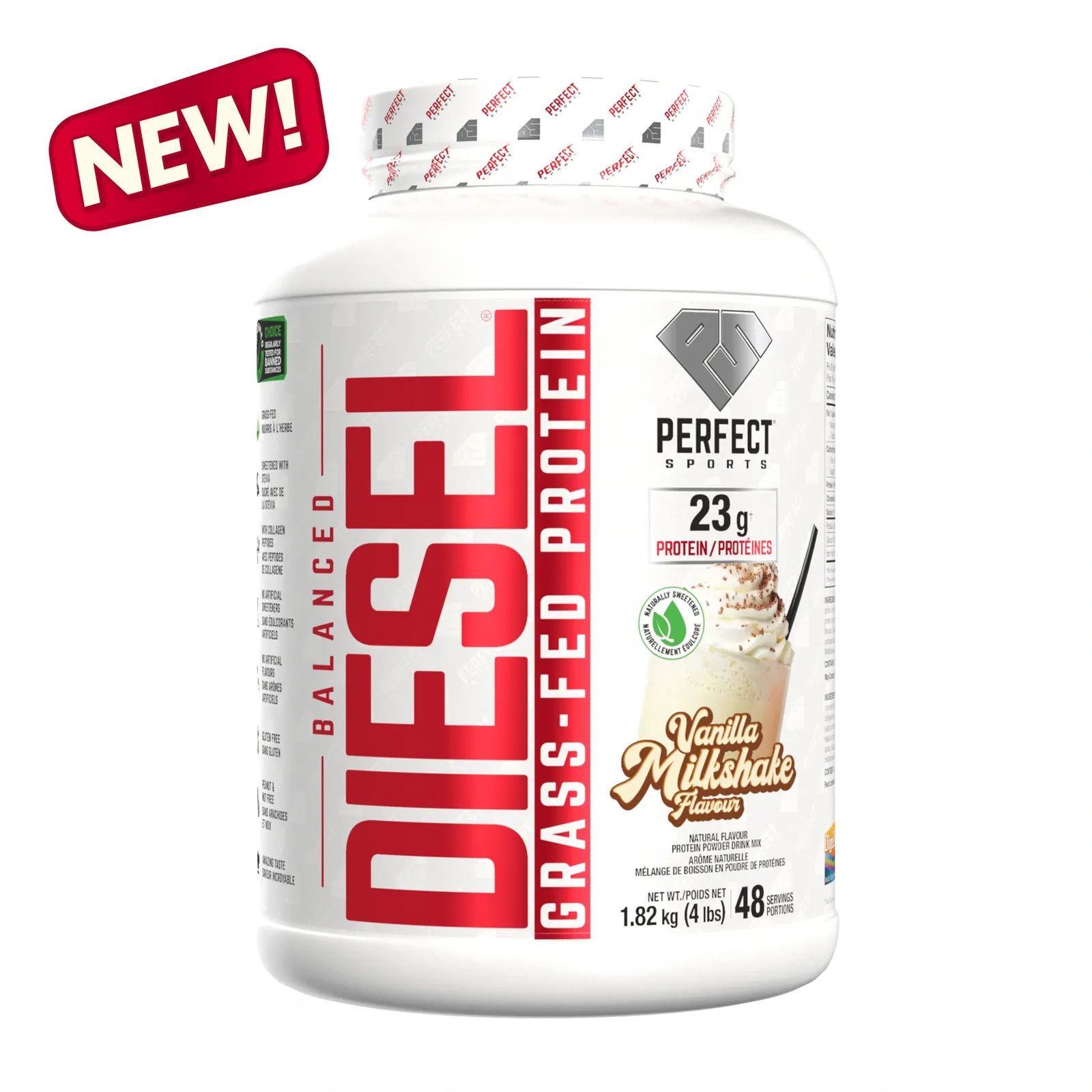 DIESEL Balanced Grass-Fed Protein - Vanilla Milkshake Flavour 1.82 kg